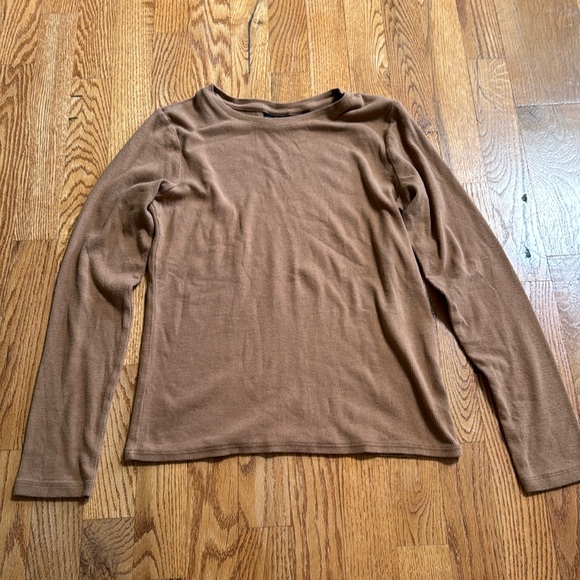 Rachel Zoe brown ribbed long sleeve tee size small - Picture 1 of 2